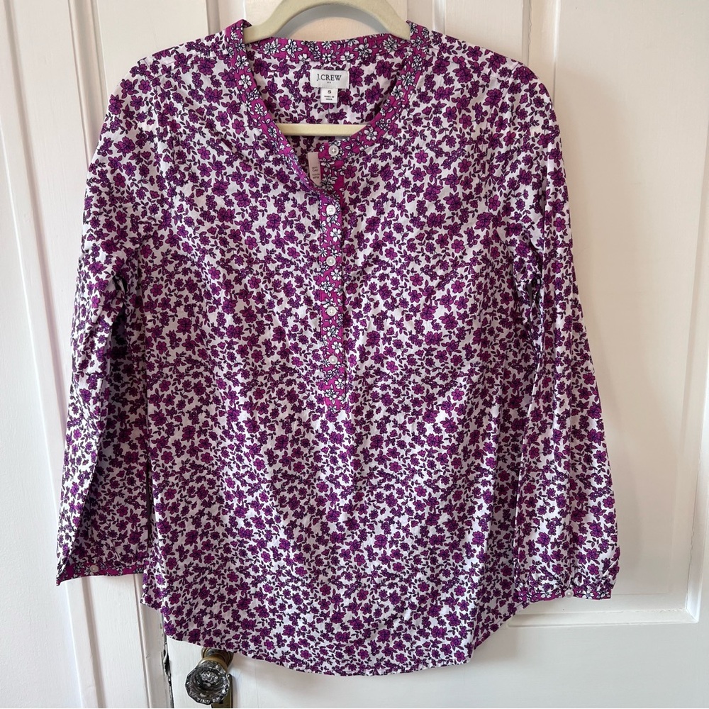 J. Crew Factory Purple Floral Blouse